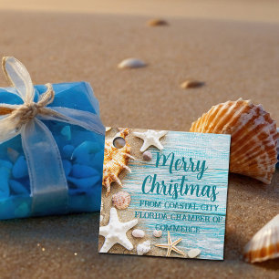 Cute Beach Company Christmas Seashell Custom Party Favour Tags
