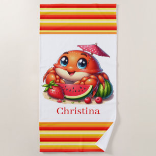 Cute beach crab add text towel