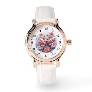Cute beach crab ladies watercolor watch