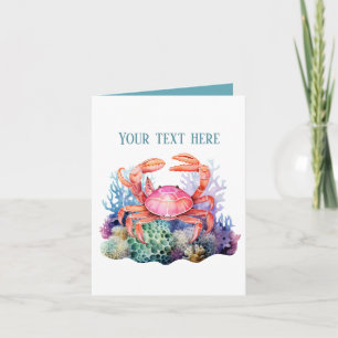 Cute beach crab lovers add message card