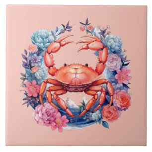 Cute beach crab lovers  tile