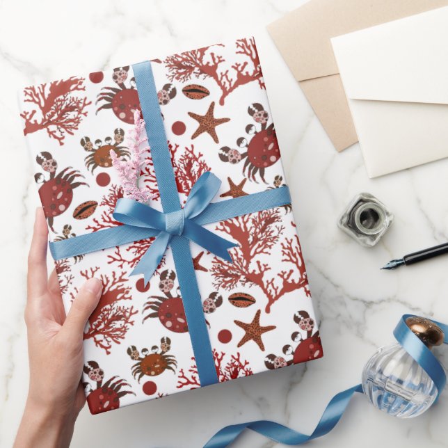 Cute beach crabs pattern party wrap wrapping paper (Gifting)