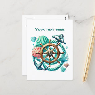 Cute beach customisable Nautical mix Postcard