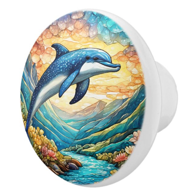 Cute beach dolphin lovers ceramic knob (Right)