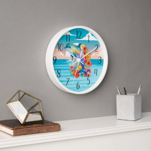 cute beach dolphin lovers  clock