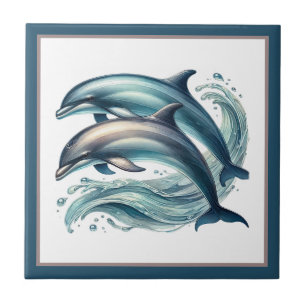 Cute beach dolphin lovers tile