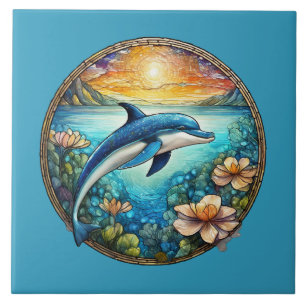 Cute beach dolphin lovers  tile