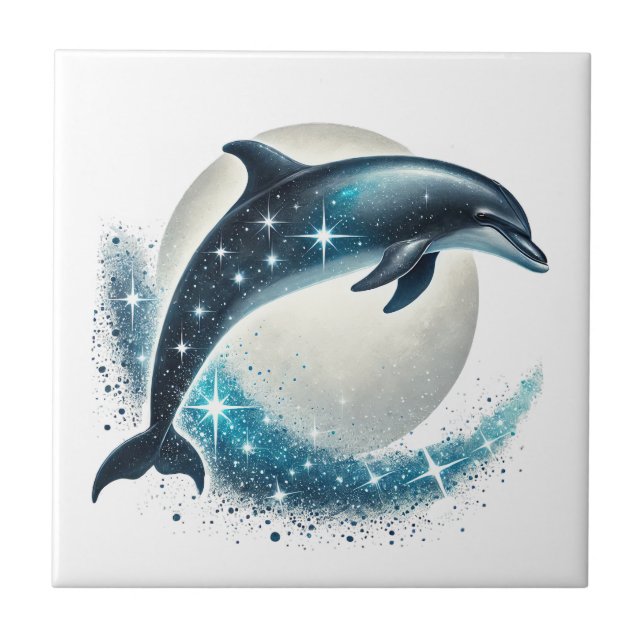 Cute beach dolphin lovers tile (Front)
