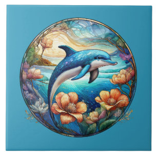 Cute beach dolphin lovers  tile