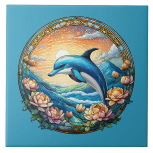 Cute beach dolphin lovers  tile