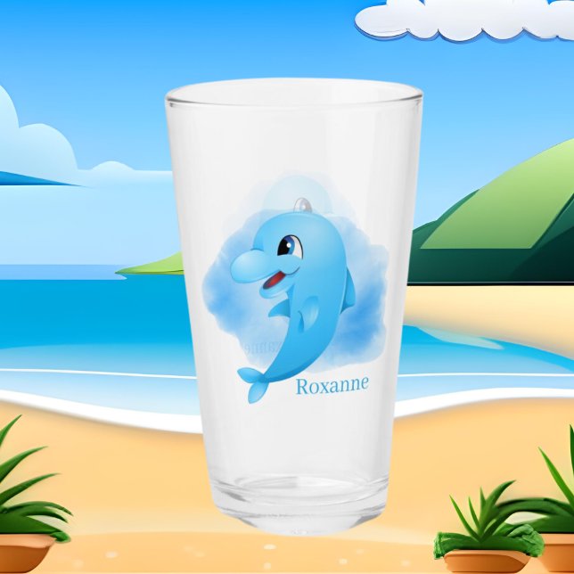 cute beach dolphins add name Glass (Creator Uploaded)