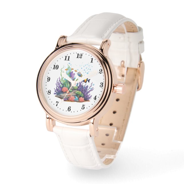 Cute Beach fish lovers watercolor  Watch (Angle)