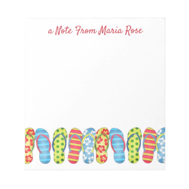 Cute Beach Flip Flops Modern Simple Chic Notepad (Front)