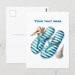 Cute beach flipflops postcard