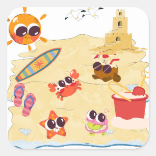 cute beach friend sticker pack