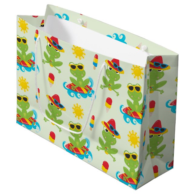 cute beach frogs pattern party  large gift bag (Front Angled)