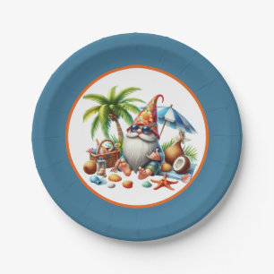 Cute beach gnome party paper plate