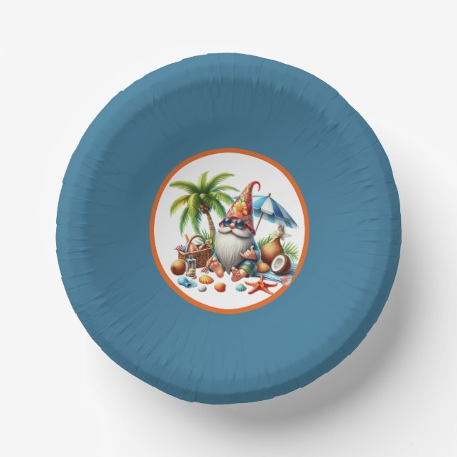 Cute beach gnome party paper plate (Front)