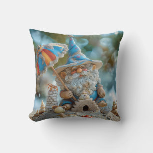 Cute beach gnome with an umbrella cushion