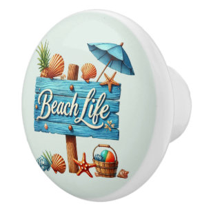 Cute beach house beach life sign  ceramic knob