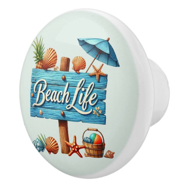 Cute beach house beach life sign  ceramic knob (Right)