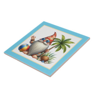 Cute beach house gnome  tile