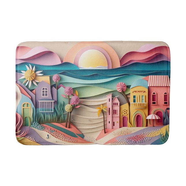 Cute beach house scene  bath mat (Front)