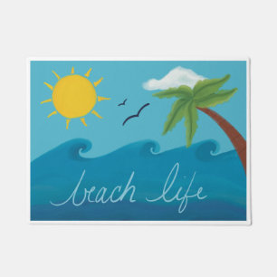 Cute Beach Life Doormat Door Mat with Palm Tree
