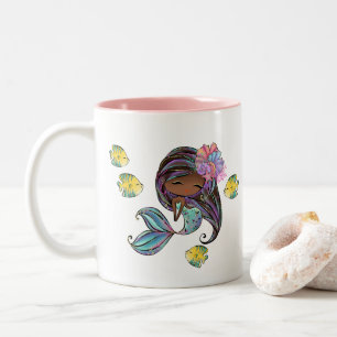 cute beach mermaid lovers monogram  Two-Tone coffee mug