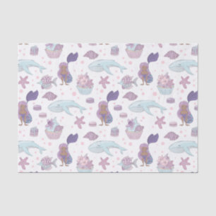 cute beach mermaid tiled party tissue paper