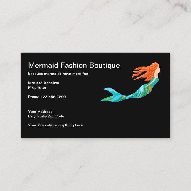 Cute Beach Mermaid Tropical Theme Business Card (Front)