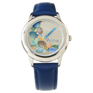 cute beach ocean seashells personalised design watch