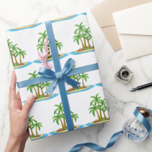 Cute beach palm tree pattern party wrapping paper