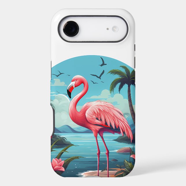 Cute beach pink flamingo add name  (Back)