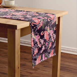 Cute beach pink flamingo pattern table runner
