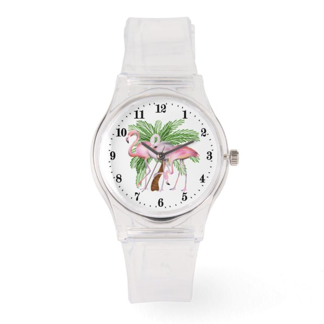 Cute Beach pink flamingo Watch (Front)
