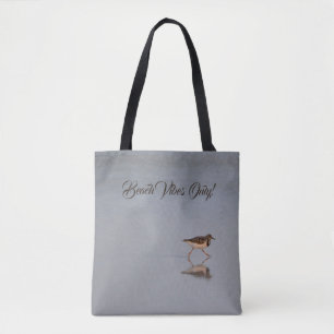 Cute Beach Quote Sandpiper Photograph Typography Tote Bag
