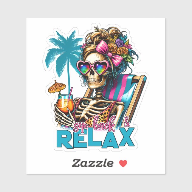 Cute beach relax skeleton (Sheet)