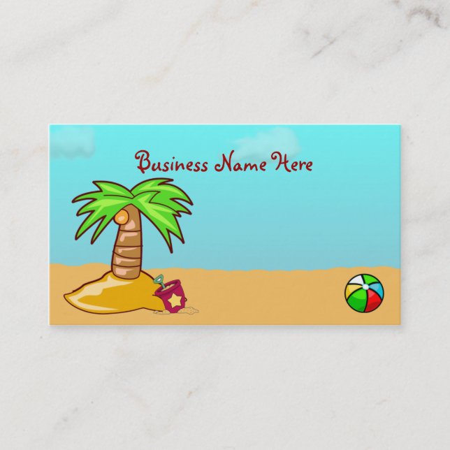 Cute Beach Scene Business Cards (Front)