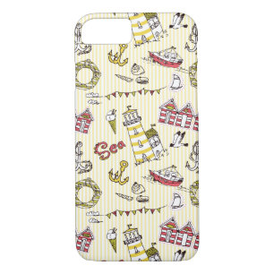 Cute Beach Scene Pattern iPhone 8/7 Case