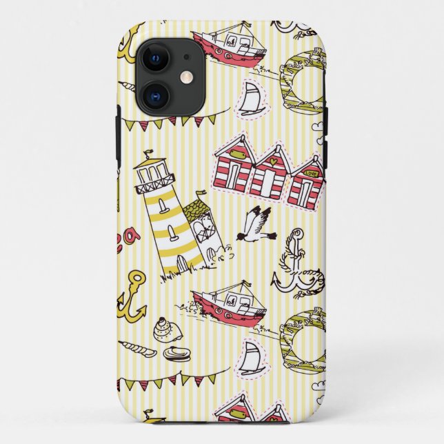 Cute Beach Scene Pattern Case-Mate iPhone Case (Back)