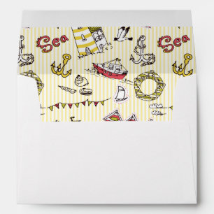 Cute Beach Scene Pattern Envelope