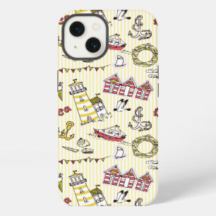 Cute Beach Scene Pattern iPhone 13 Case