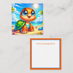 Cute beach sea turtle add message card