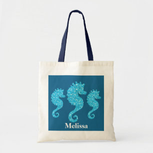 Cute Beach seahorse add name tote Bag