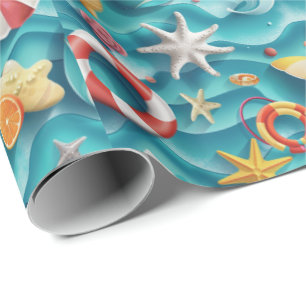 Cute beach seashell pattern wrapping paper