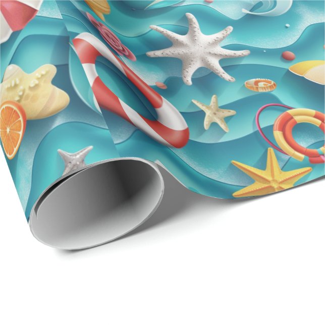 Cute beach seashell pattern wrapping paper (Roll Corner)