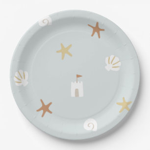 Cute Beach Seashell Sandcastle Starfish Paper Plate