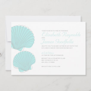 Cute Beach Seashells Destination Wedding Invites