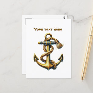 Cute beach ships anchor add text  postcard